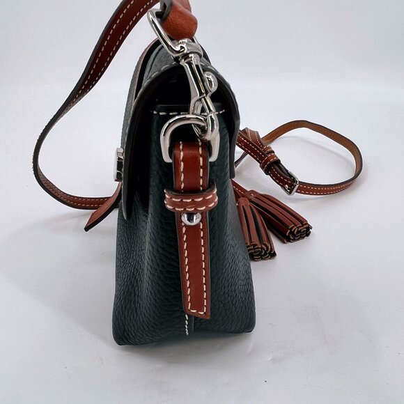 Dooney & Bourke Mini Cambridge Crossbody Black Pebble Leather Saddle Bag - Picture 5 of 16